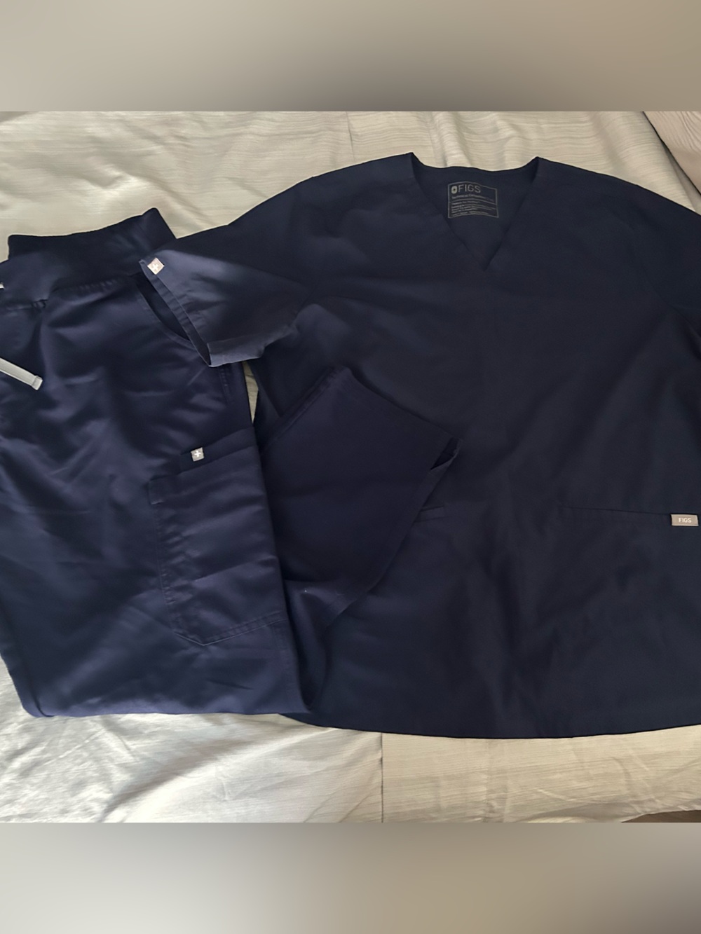 Figs Navy Medical Scrub Top with Interior Logo